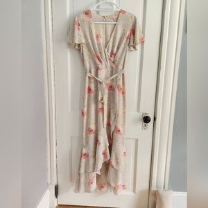 RACHEL Rachel Roy Multicolor A-Line Floral Ruffle Dress Lined Midi Size 2 EUC